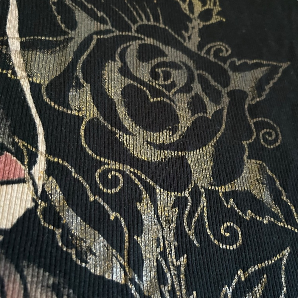 VTG Y2K Ed Hardy Black Long Sleeve Tattoo Graphic Shirt / Mini Dress Goth Medium - Picture 7 of 16